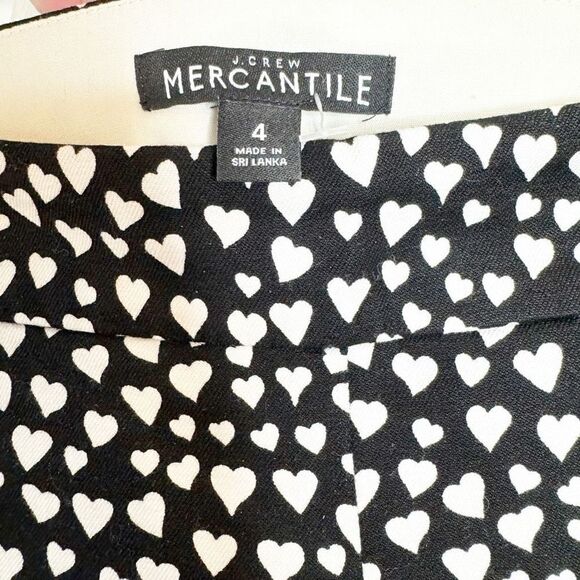 J. Crew Women's Heart Print Winnie Slim Leg Ankle-Length Pants Black White Siz 4 - Picture 7 of 13
